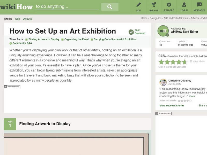 Wiki How: How to Set Up an Art Exhibition Article