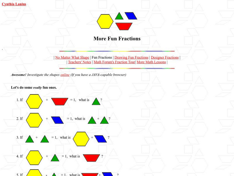 More Fun Fractions Activity More Fun Fractions Activity