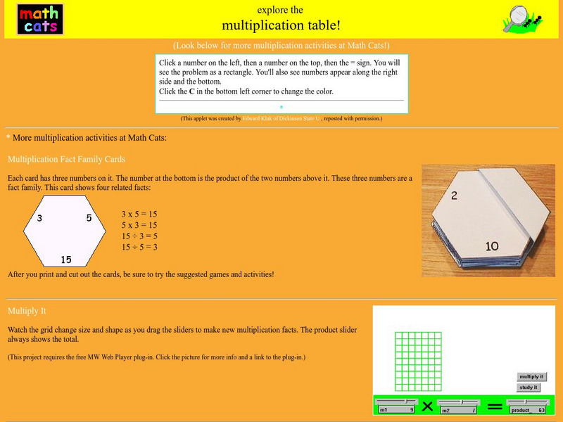 Math Cats: Explore the Multiplication Table Activity Math Cats: Explore the Multiplication Table Activity