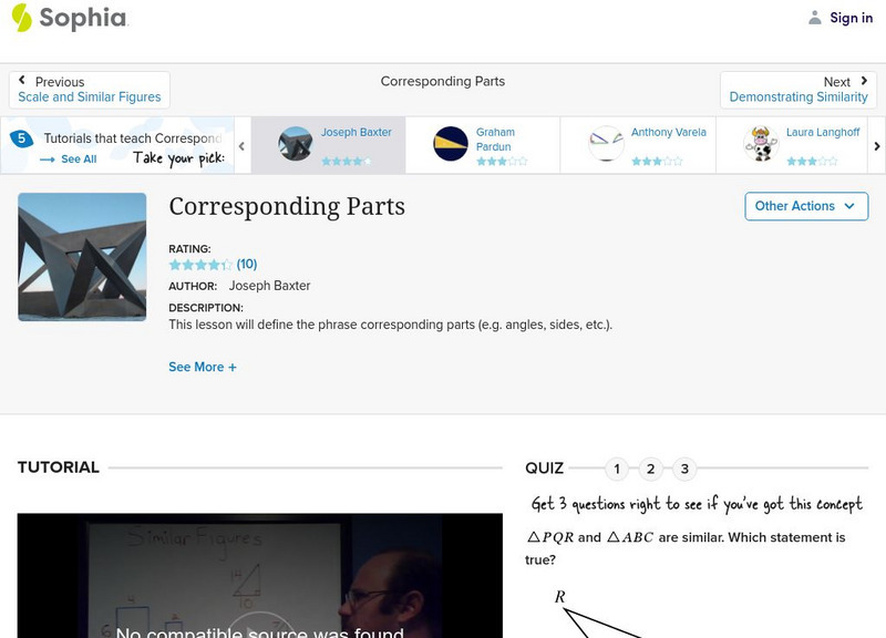 Sophia: Corresponding Parts: Lesson 1 Instructional Video Sophia: Corresponding Parts: Lesson 1 Instructional Video