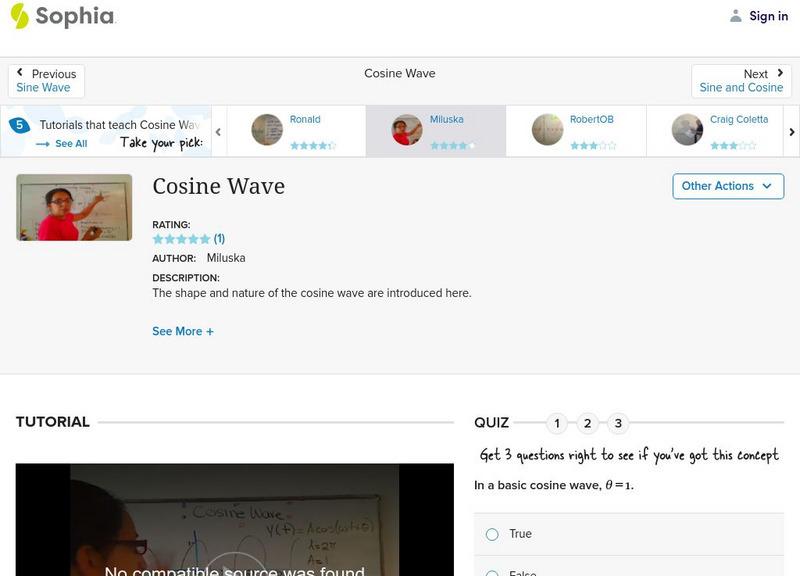 Sophia: Cosine Wave: Lesson 4 Instructional Video Sophia: Cosine Wave: Lesson 4 Instructional Video