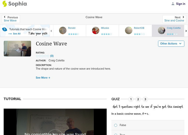 Sophia: Cosine Wave: Lesson 7 Instructional Video Sophia: Cosine Wave: Lesson 7 Instructional Video
