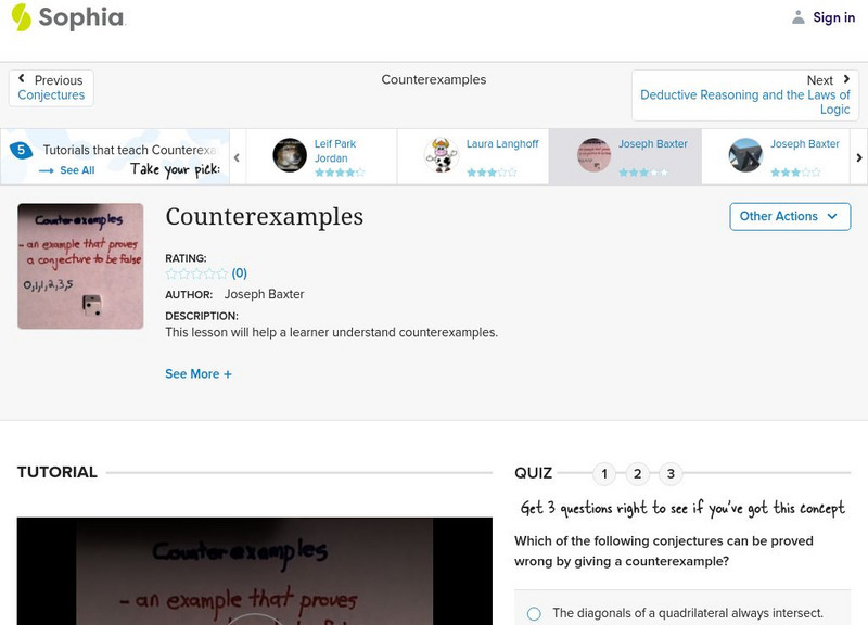 Sophia: Counterexamples: Lesson 6 Instructional Video