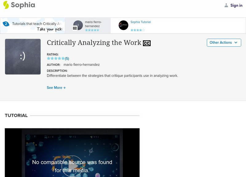 Sophia: Critically Analyzing the Work: Lesson 6 Instructional Video