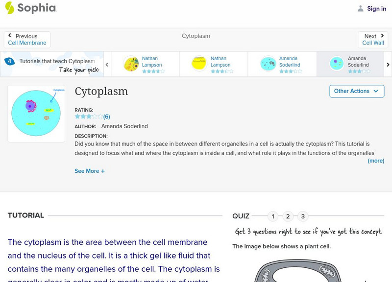 Sophia: Cytoplasm: Lesson 2 Unit Plan Sophia: Cytoplasm: Lesson 2 Unit Plan