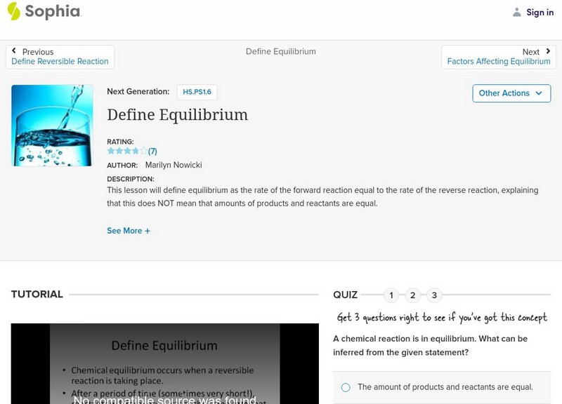 Sophia: Define Equilibrium Instructional Video
