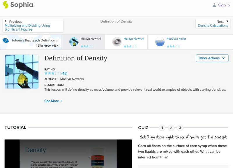 Sophia: Definition of Density: Lesson 1 Instructional Video Sophia: Definition of Density: Lesson 1 Instructional Video