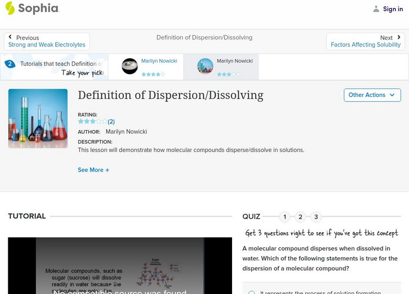 Sophia: Definition of Dispersion/dissolving: Lesson 1 Instructional Video