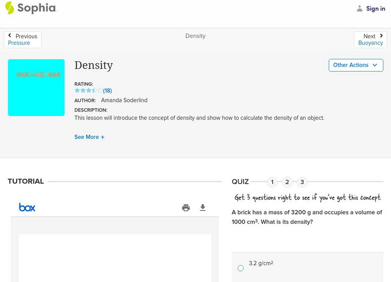 Sophia: Density: Lesson 2 PPT Sophia: Density: Lesson 2 PPT