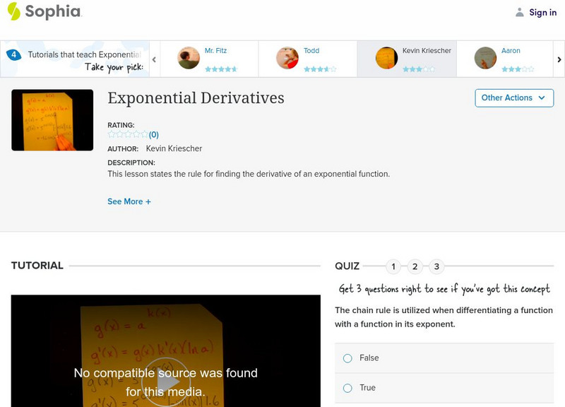 Sophia: Exponential Derivatives: Lesson 1 Instructional Video Sophia: Exponential Derivatives: Lesson 1 Instructional Video