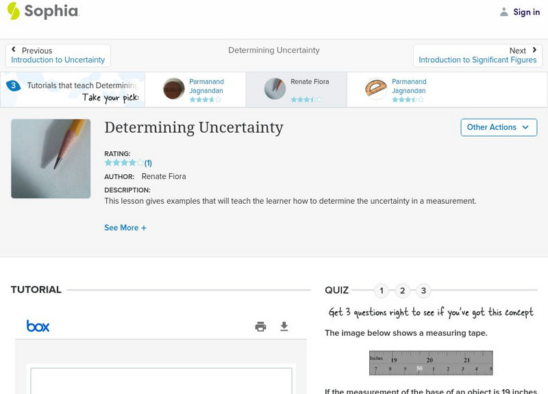 Sophia: Determining Uncertainty: Lesson 2 PPT Sophia: Determining Uncertainty: Lesson 2 PPT