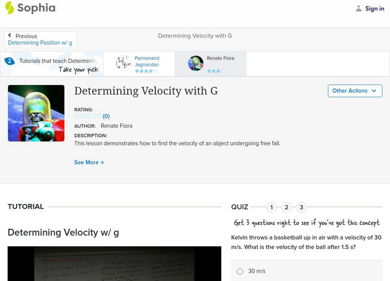 Sophia: Determining Velocity With G Instructional Video