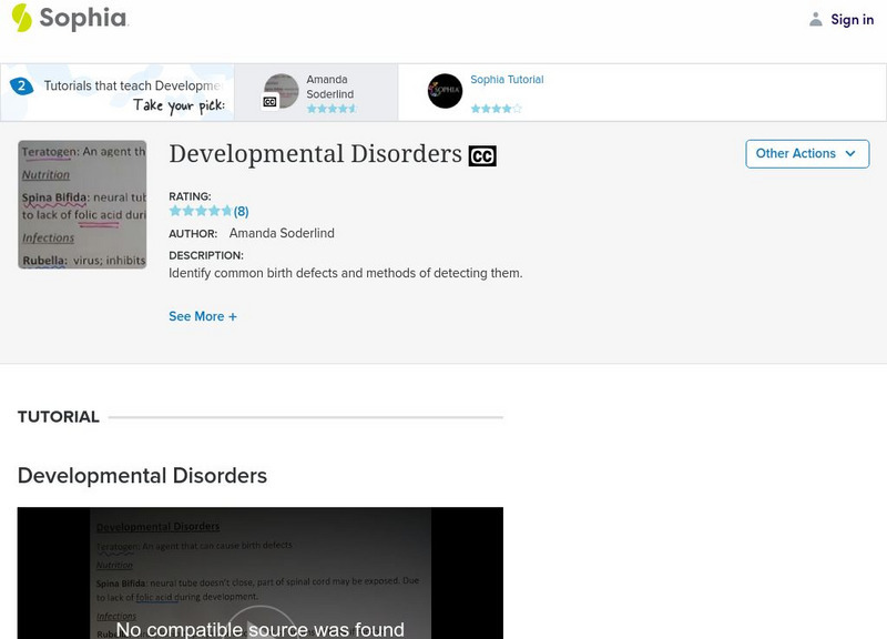 Sophia: Developmental Disorders: Lesson 2 Instructional Video Sophia: Developmental Disorders: Lesson 2 Instructional Video