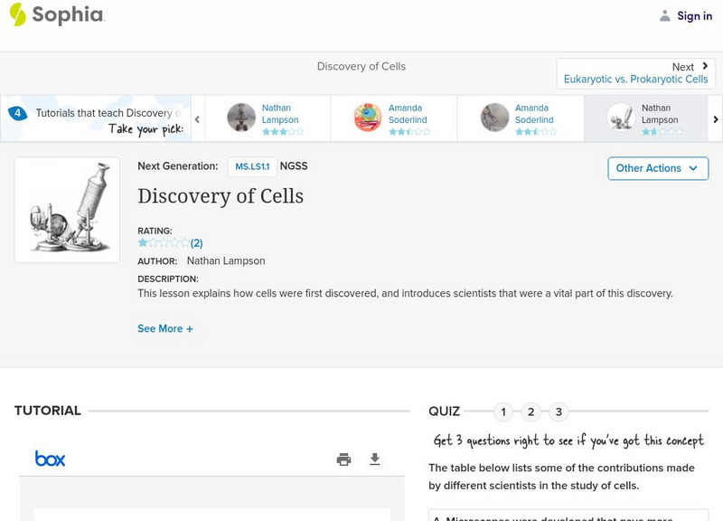 Sophia: Discovery of Cells: Lesson 4 PPT Sophia: Discovery of Cells: Lesson 4 PPT