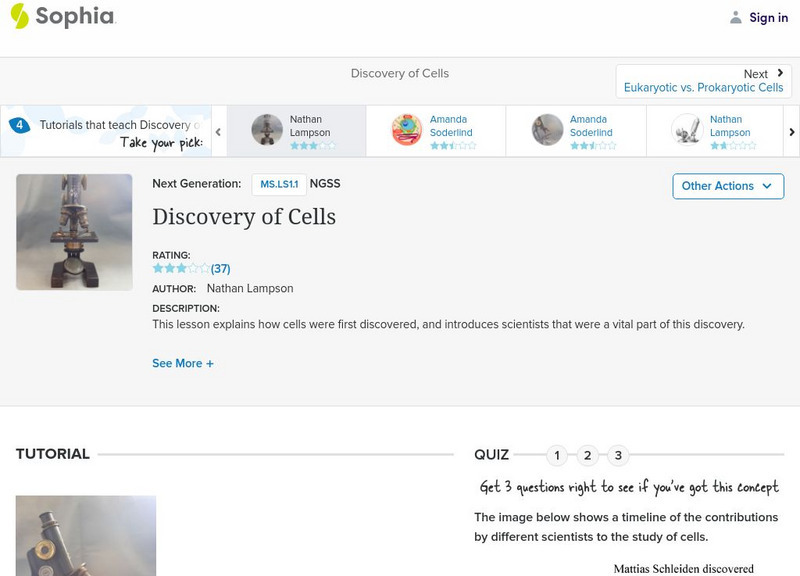 Sophia: Discovery of Cells: Lesson 1 Unit Plan Sophia: Discovery of Cells: Lesson 1 Unit Plan
