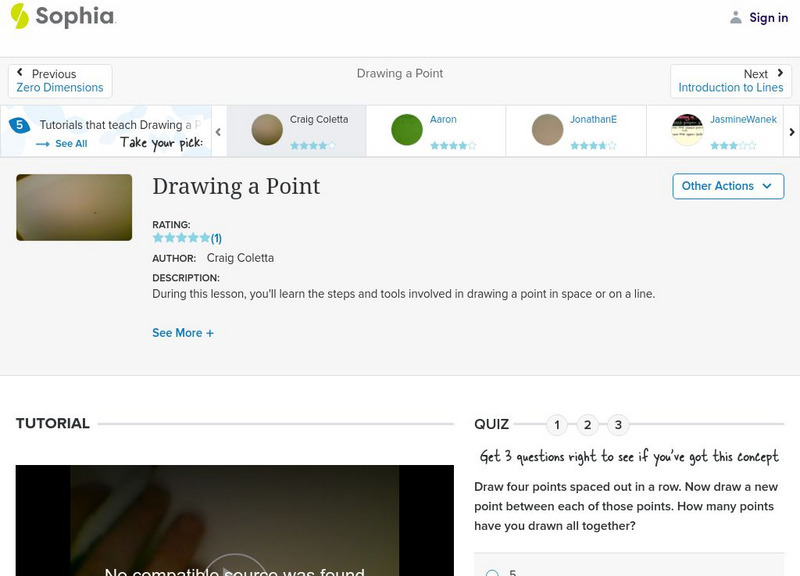 Sophia: Drawing a Point: Lesson 5 Instructional Video Sophia: Drawing a Point: Lesson 5 Instructional Video