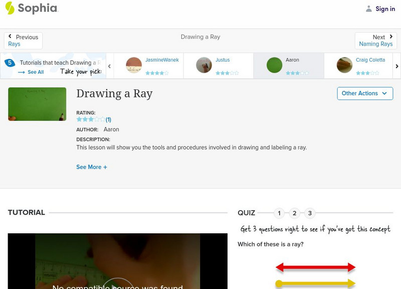 Sophia: Drawing a Ray: Lesson 5 Instructional Video Sophia: Drawing a Ray: Lesson 5 Instructional Video