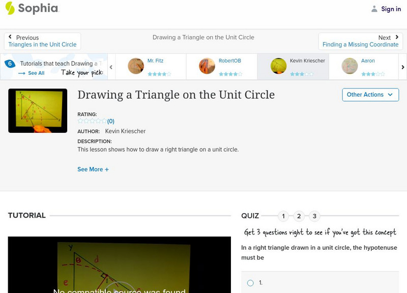 Sophia: Drawing a Triangle on the Unit Circle: Lesson 1 Instructional Video Sophia: Drawing a Triangle on the Unit Circle: Lesson 1 Instructional Video