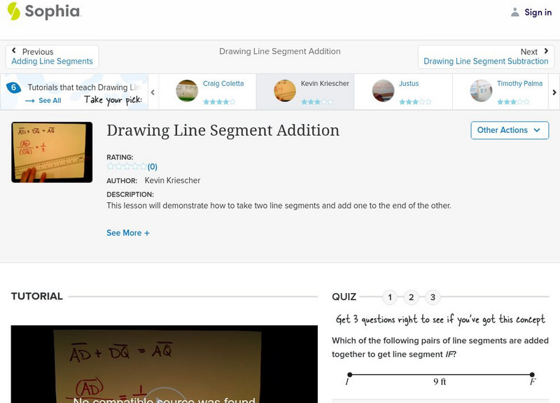 Sophia: Drawing Line Segment Addition: Lesson 1 Instructional Video Sophia: Drawing Line Segment Addition: Lesson 1 Instructional Video