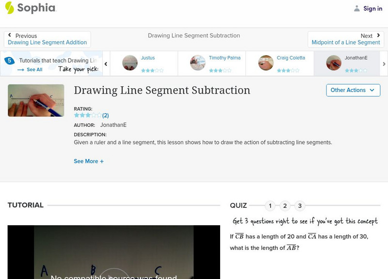Sophia: Drawing Line Segment Subtraction: Lesson 10 Instructional Video