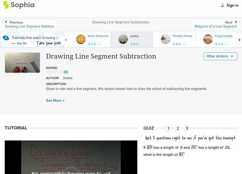 Sophia: Drawing Line Segment Subtraction: Lesson 2 Instructional Video