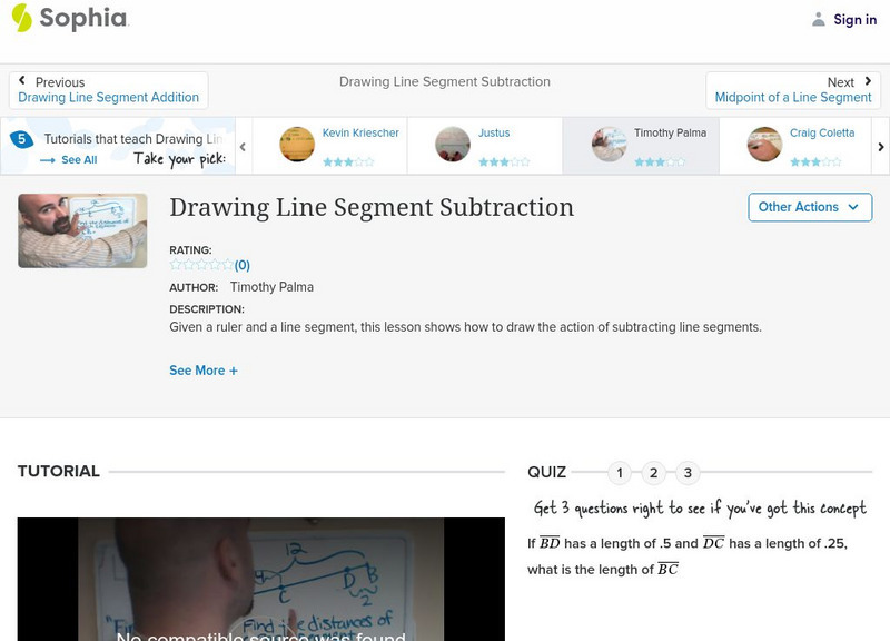 Sophia: Drawing Line Segment Subtraction: Lesson 4 Instructional Video