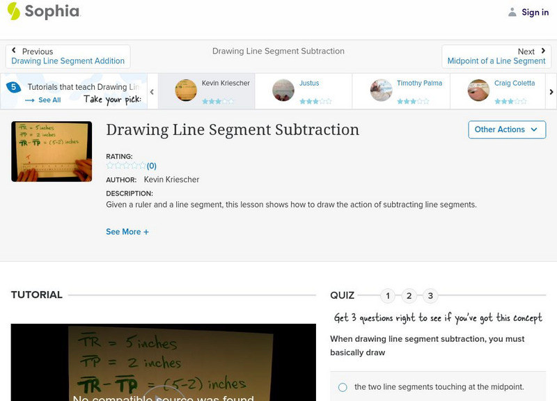 Sophia: Drawing Line Segment Subtraction: Lesson 1 Instructional Video