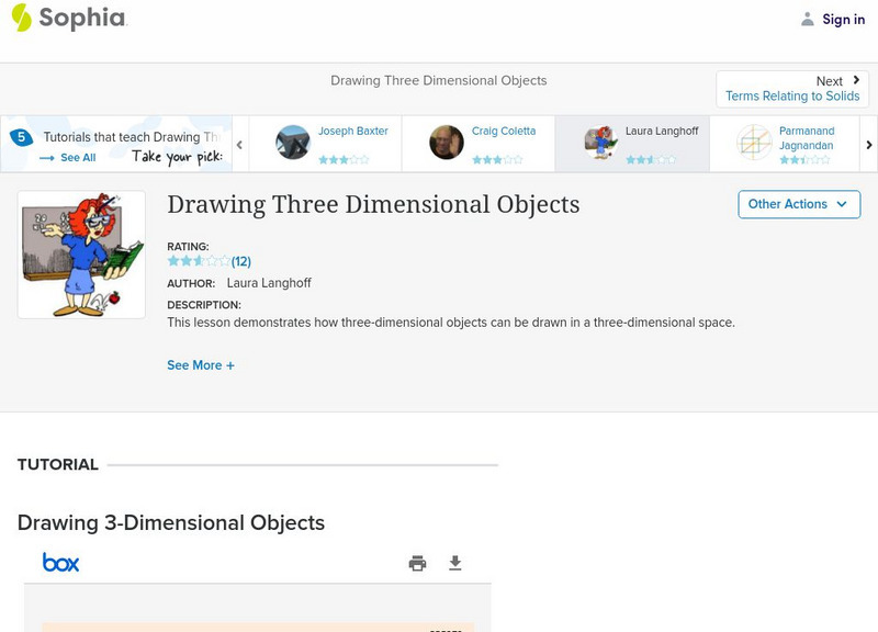 Sophia: Drawing Three Dimensional Objects: Lesson 2 PPT Sophia: Drawing Three Dimensional Objects: Lesson 2 PPT