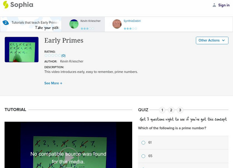 Sophia: Early Primes: Lesson 1 Instructional Video