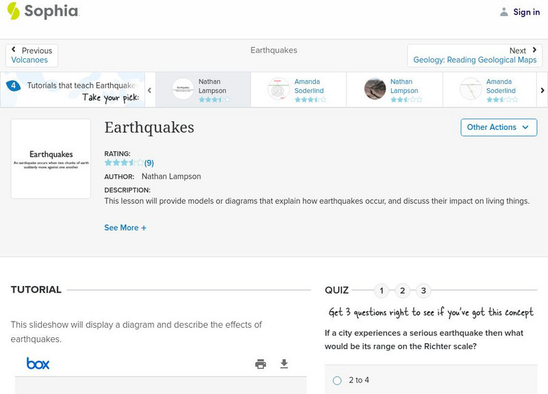 Sophia: Earthquakes: Lesson 1 PPT Sophia: Earthquakes: Lesson 1 PPT