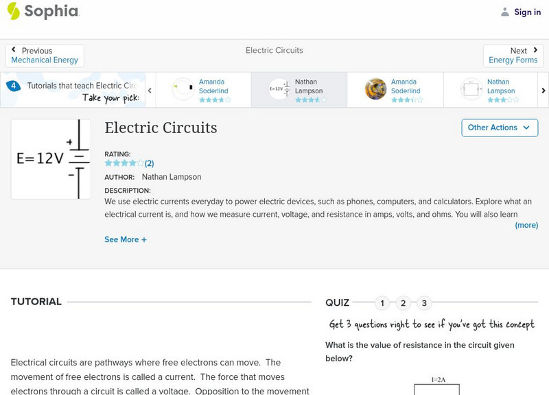 Sophia: Electric Circuits: Lesson 2 Unit Plan Sophia: Electric Circuits: Lesson 2 Unit Plan