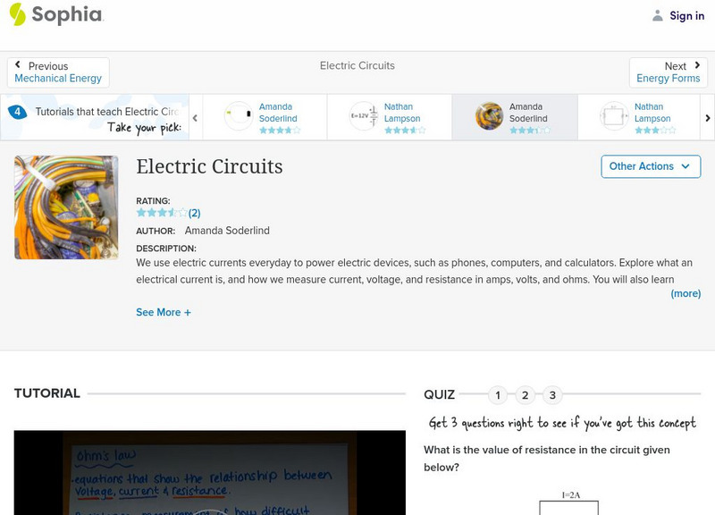Sophia: Electric Circuits: Lesson 1 Instructional Video Sophia: Electric Circuits: Lesson 1 Instructional Video