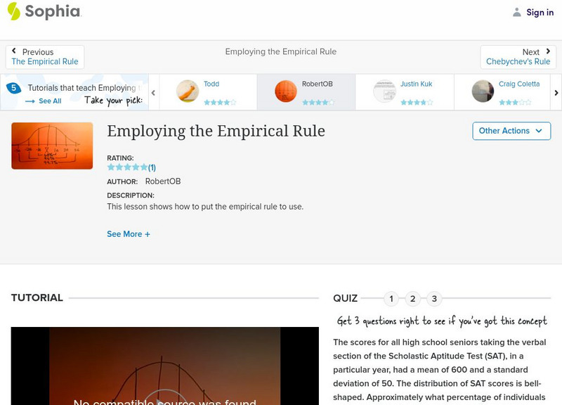 Sophia: Employing the Empirical Rule: Lesson 4 Instructional Video