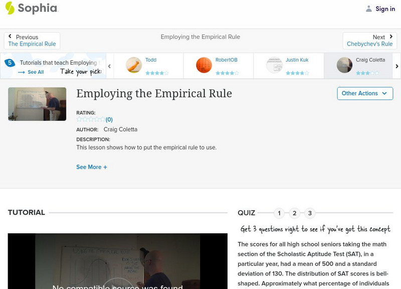 Sophia: Employing the Empirical Rule: Lesson 6 Instructional Video