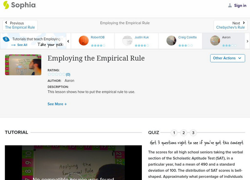 Sophia: Employing the Empirical Rule: Lesson 7 Instructional Video