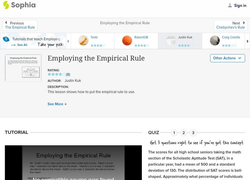 Sophia: Employing the Empirical Rule: Lesson 1 Instructional Video