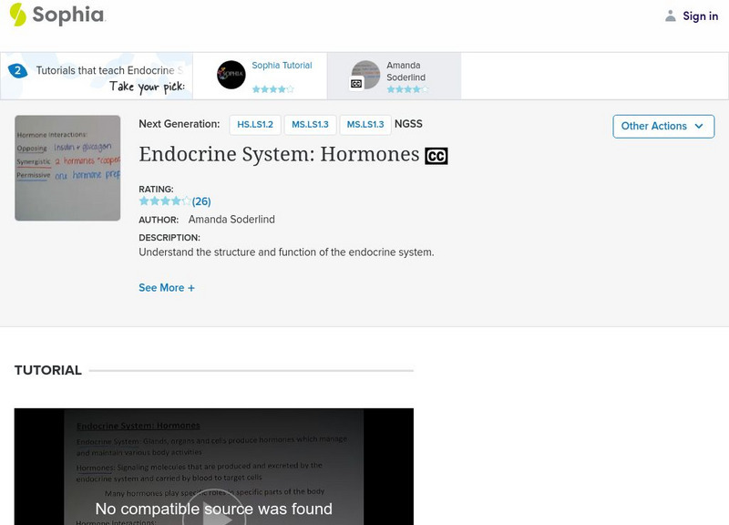 Sophia: Endocrine System: Hormones: Lesson 2 Instructional Video Sophia: Endocrine System: Hormones: Lesson 2 Instructional Video