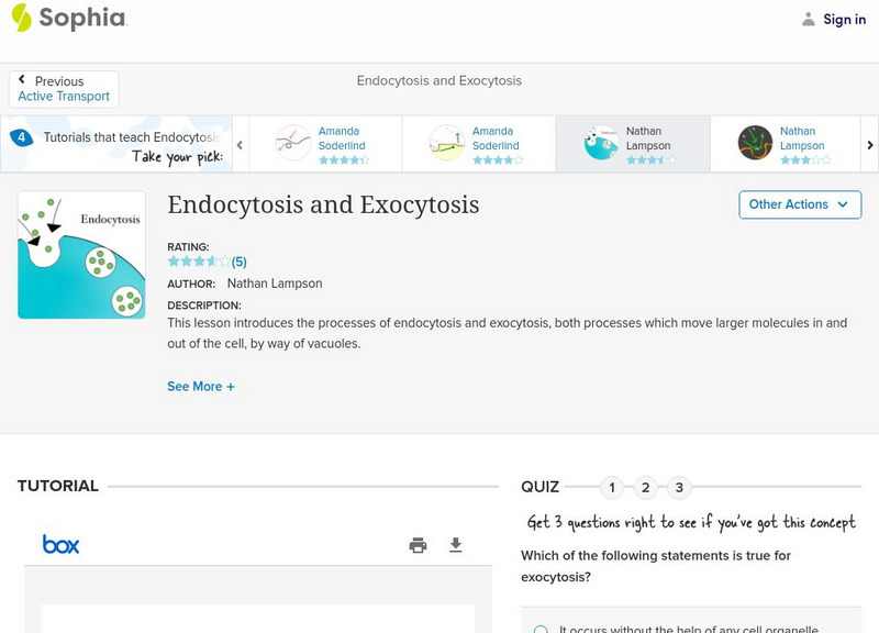 Sophia: Endocytosis and Exocytosis: Lesson 4 PPT Sophia: Endocytosis and Exocytosis: Lesson 4 PPT