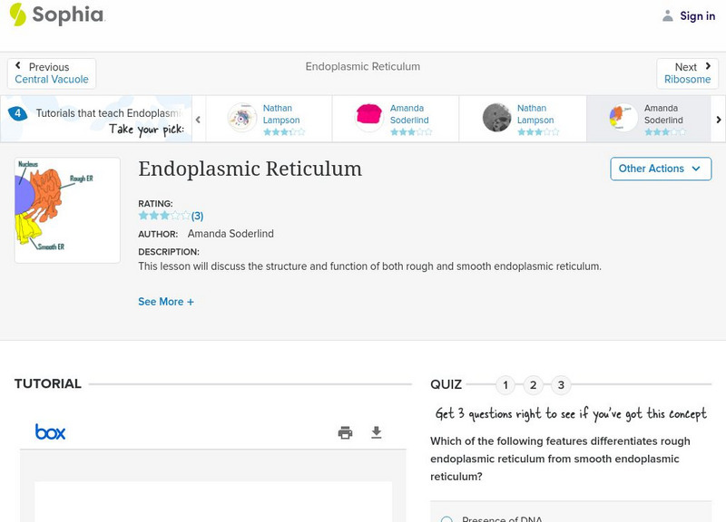 Sophia: Endoplasmic Reticulum: Lesson 4 PPT Sophia: Endoplasmic Reticulum: Lesson 4 PPT