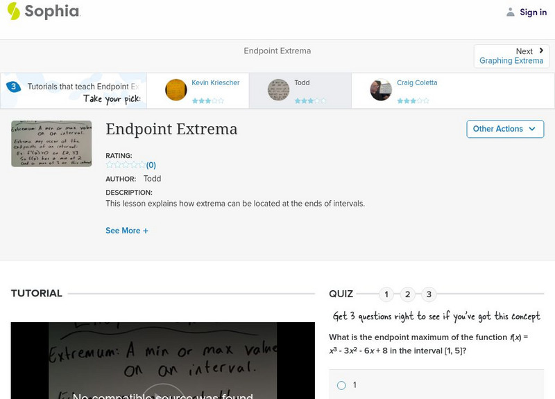 Sophia: Endpoint Extrema: Lesson 2 Instructional Video