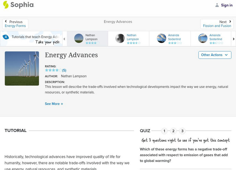 Sophia: Energy Advances: Lesson 2 Unit Plan Sophia: Energy Advances: Lesson 2 Unit Plan