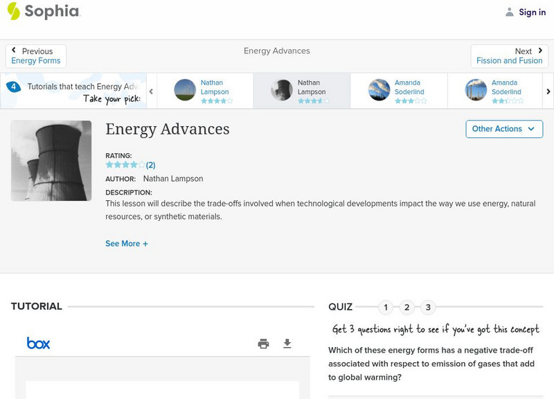 Sophia: Energy Advances: Lesson 4 PPT Sophia: Energy Advances: Lesson 4 PPT
