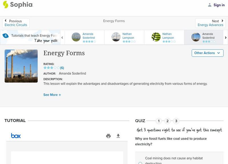 Sophia: Energy Forms: Lesson 3 PPT Sophia: Energy Forms: Lesson 3 PPT
