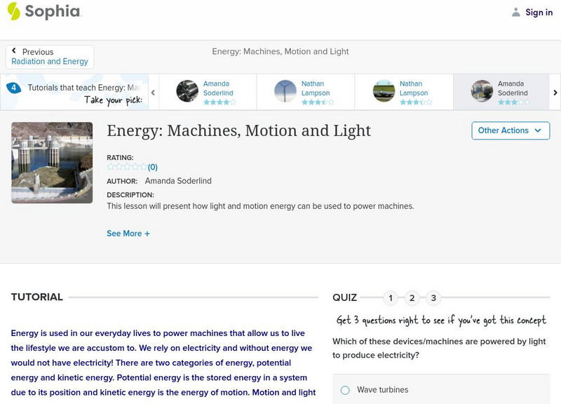Sophia: Energy: Machines, Motion and Light: Lesson 3 Unit Plan Sophia: Energy: Machines, Motion and Light: Lesson 3 Unit Plan