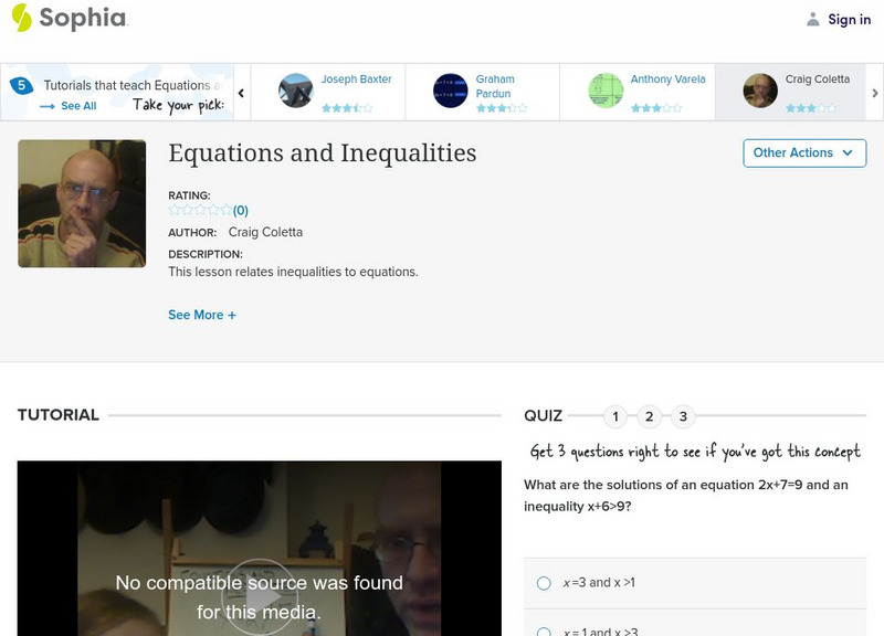 Sophia: Equations and Inequalities: Lesson 6 Instructional Video