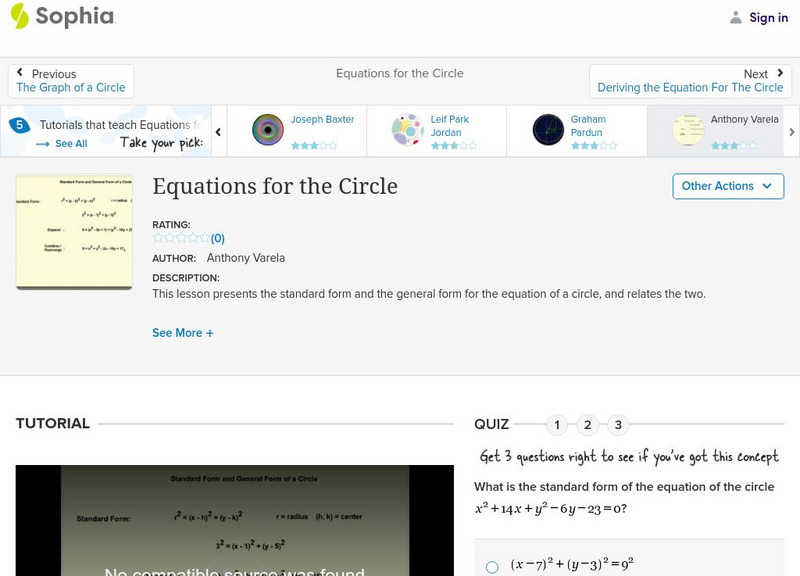 Sophia: Equations for the Circle: Lesson 5 Unit Plan