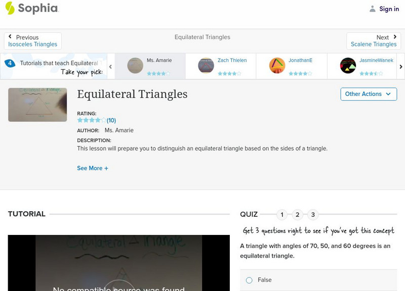 Sophia: Equilateral Triangles: Lesson 2 Instructional Video