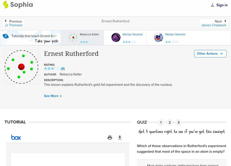 Sophia: Ernest Rutherford: Lesson 2 PPT Sophia: Ernest Rutherford: Lesson 2 PPT