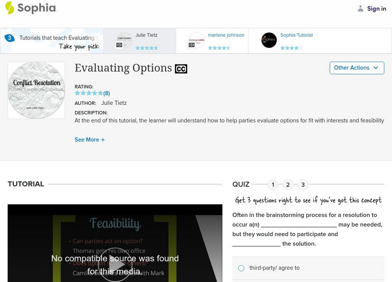 Sophia: Evaluating Options: Lesson 1 Unit Plan