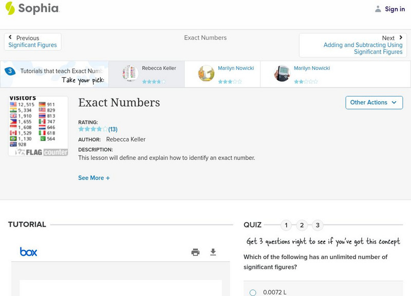 Sophia: Exact Numbers: Lesson 3 PPT Sophia: Exact Numbers: Lesson 3 PPT